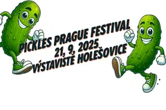 Plakát festivalu Pickles Prague 2025 s veselými okurkami a datem 21. 9. na Výstavišti Holešovice.