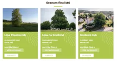 Seznam finalistů soutěže s fotografiemi lipových stromů a popisem